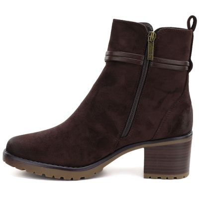 3. Wildleder-Ankle-Boots für Damen mit Blockabsatz, braun, Potocki SZ12527