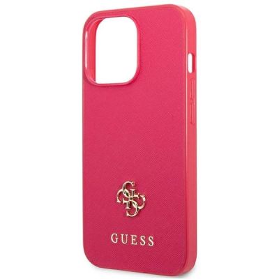 5. Guess Saffiano 4G Small Metal Logo Hülle für iPhone 13 Pro / 13 – Rosa