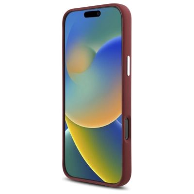 5. Mercedes Silikonhülle mit weißem Streifen und MagSafe-Funktion für iPhone 16 Pro Max – Rot