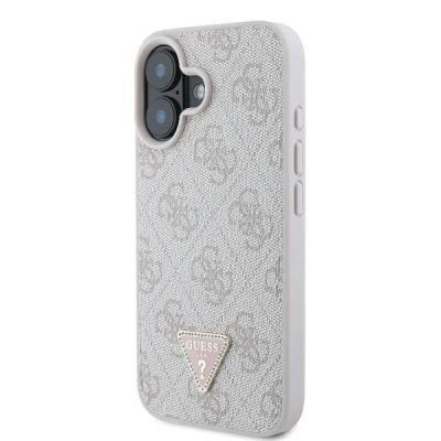 2. Guess Leder-Umhängetasche mit Metall-Logo und Strass für iPhone 16 – Rosa