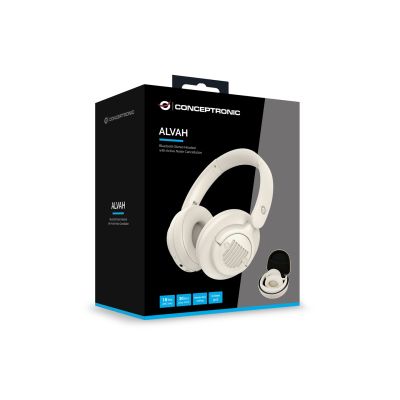 5. Conceptronic ALVAH02C Kopfhörer/Headset, kabelgebunden & kabellos, mit Bluetooth-Funktion, Creme