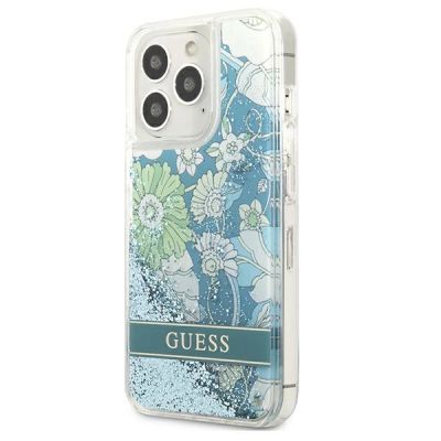 2. Guess GUHCP13XLFLSN iPhone 13 Pro Max 6,7" grün/grüne Hardcase Flower Liquid Glitter
