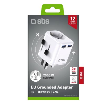 2. SBS Universal-Reiseadapter – EU 2xUSB-A – weiß