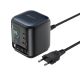 Acefast Z10 GaN 100W 3xUSB Desktop-Ladegerät mit einziehbarem USB-C-Kabel und TFT-Display – Schwarz