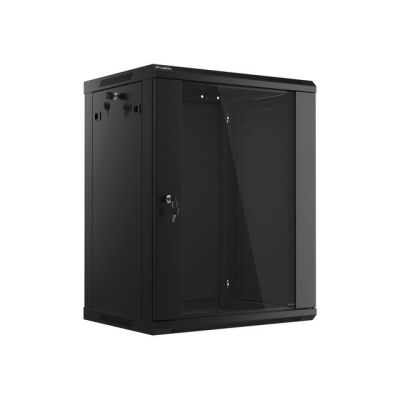 6. Lanberg 19-Zoll-Wand-Rack-Schrank 15 HE/600 x 450 V2 Schwarz, Glastür