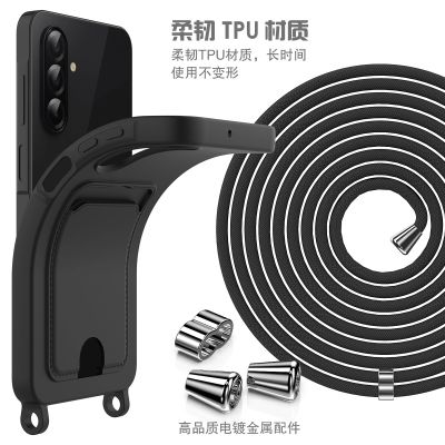 7. Samsung Galaxy A57 5G TPU-Hülle mit Kartenhalter und Umhängeband – Schwarz