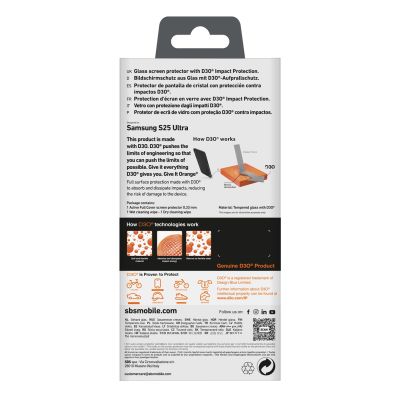 4. SBS Tempered Glass D3O gehärtetes Glas mit Rahmen für Samsung Galaxy S25 Ultra