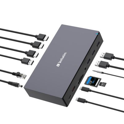 8. Verbatim CDS-17 Kabelgebundenes USB 3.2 Gen 1 (3.1 Gen 1) Typ-C-Notebook, Schwarz, Grau