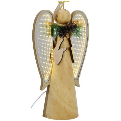 2. Dekorativer Holzengel mit LED-Beleuchtung, Höhe: 30 cm, USB-Anschluss