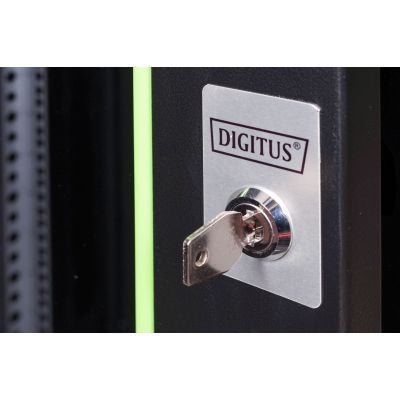 7. Digitus Unique 19" 20HE Wand-Netzwerkschrank 600x450 mm, Glastür, schwarz, ungeteilt, montiert, 100 kg