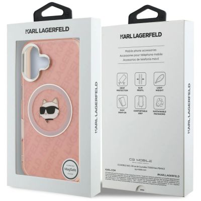 8. Karl Lagerfeld IML Choupette Head Logo MagSafe iPhone 16 Hülle - Pink