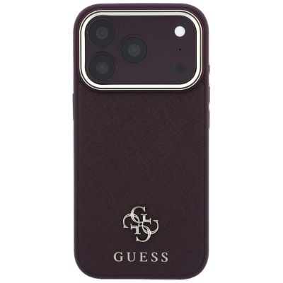 3. Guess Saffiano Small 4G & Classic Logo MagSafe Hülle für iPhone 18 Pro / 17 Pro - Burgunderrot
