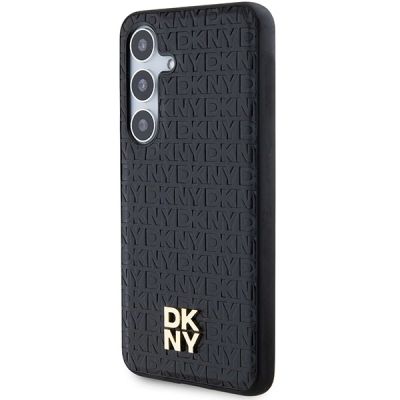 2. DKNY Leather Pattern Metal Logo MagSafe-Hülle für Samsung Galaxy S24 – Schwarz