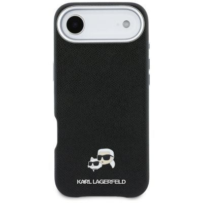 3. Karl Lagerfeld Karl & Choupette Head Pins Saffiano MagSafe Hülle für iPhone Air - Schwarz
