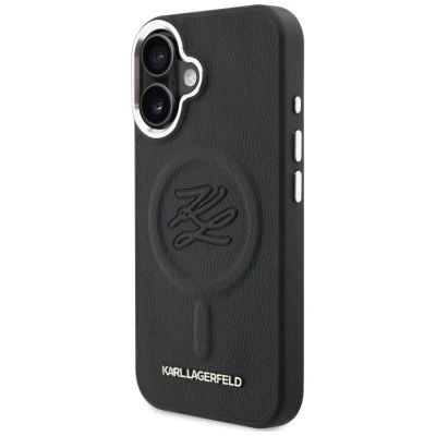 2. Karl Lagerfeld MagSafe Hülle mit Initialen und Metalllogo für iPhone 16 – Schwarz