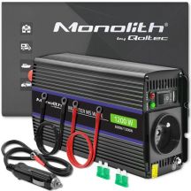 QOLTEC Spannungswandler Monolith 1200 MS Welle | 12 V auf 230 V | 600/1200 W | USB