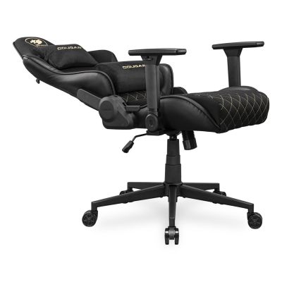8. COUGAR CGR-A2F-GLB Universal-Gamingstuhl mit gepolsterter, bezogener Sitzfläche, Schwarz, Gold