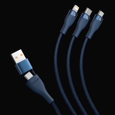 8. Baseus Flash Series II USB Typ C / USB Typ A Kabel - USB Typ C / Lightning / Micro USB 100 W 1,2 m schwarz (CASS030101)