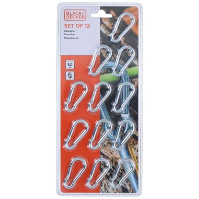 Stahlkarabiner, 12-teilig, Black + Decker
