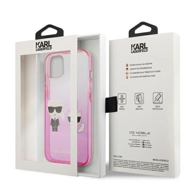 8. Karl Lagerfeld Gradient Ikonik Karl&Choupette Hülle für iPhone 13 mini - Pink