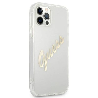4. Guess GUHCP12MKTRSVGO iPhone 12/12 Pro 6.1" Transparente Hardcase Vintage Script Gold