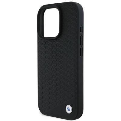 6. BMW Signature Lederhülle mit Diamant-Metalllogo und MagSafe-Funktion für iPhone 16 Pro Max – Schwarz