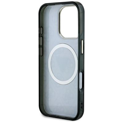 7. Guess IML Metal Glitter 4G Circle Triangle MagSafe Case für iPhone 16 Pro - Schwarz