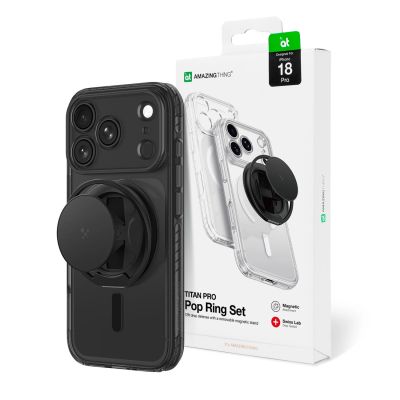 AmazingThing Titan Pro Pop Lens Case für iPhone 18 Pro mit Kameraabdeckung, Halterung und Ständer, MagSafe-kompatibel – Schwarz