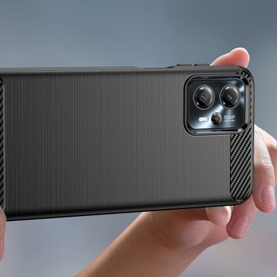 5. Carbon Case für Motorola Moto G13 flexible Silikon-Carbon-Hülle schwarz
