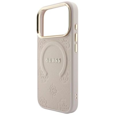 6. Guess Saffiano Peony & Ring MagSafe Hülle für iPhone 17 Pro Max / 18 Pro Max - Pink