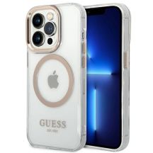 Guess GUHMP14LHTRMD iPhone 14 Pro 6.1 "Gold / Gold Hartschalenetui Metal Outline Magsafe