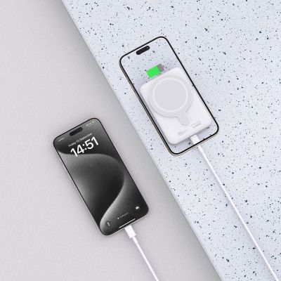 5. Tech-Protect LifeMag PB11 Powerbank mit MagSafe 10000 mAh 15 W USB-C-Anschluss – weiß + USB-C-Kabel