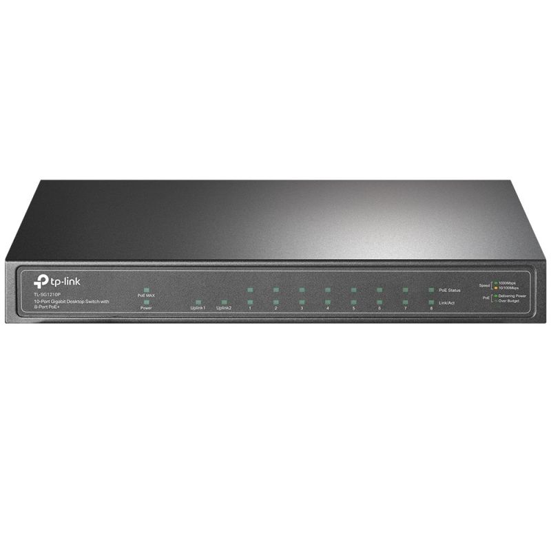 2. TP-Link TL-SG1210P Netzwerk-Switch, unmanaged Gigabit Ethernet (10/100/1000), PoE-Unterstützung, Grau