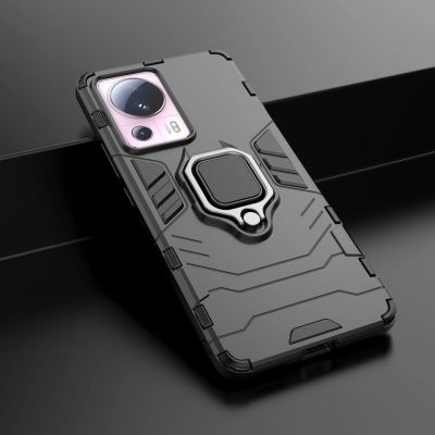 6. Ring Armor-Hülle für Xiaomi 13 Lite, gepanzerte Abdeckung, magnetischer Halterungsring, schwarz