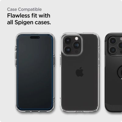 10. Spigen ALM Glass FC Panzerglas für iPhone 15 Pro – Schwarz 2 Stk.