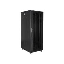 Lanberg FF01-6832-12B einteiliger abschließbarer Schrank (32 HE; 19 Zoll / 600 mm / 800 mm; Standgerät; Vollglas; 800 kg; schwarz)