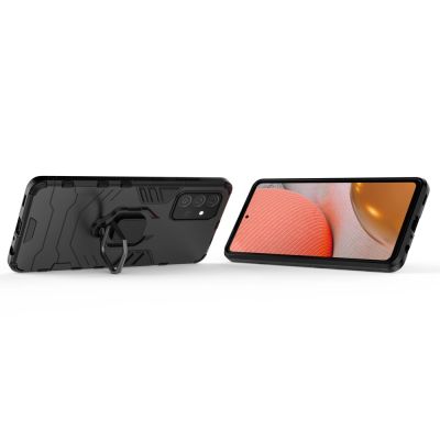 6. Ring Armor robuste Kickstand TPU/PC Panzer Handyhülle Hard Case für Samsung Galaxy A72 4G schwarz