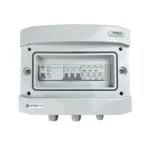 Hermetische IP65 EMITER-Wechselstromanschlussverteileranlage mit Überspannungsableiter Noark Typ 1+2, 40 A 3-F, FI-Schutzschalter Typ A 63 A/300 mA