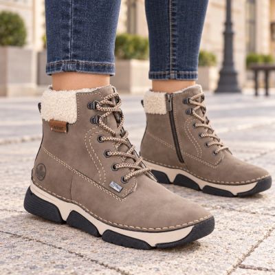 8. Gefütterte Damen-Lederboots im Trekking-Stil, braun, Rieker 45925-25
