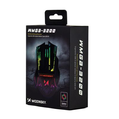 5. Wozinsky WMGB-3200 Kabellose optische Gaming-Maus mit integriertem Akku, 3200 DPI und RGB-Beleuchtung – Schwarz