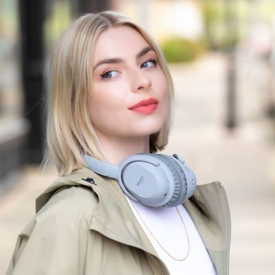 6. Lindy LH500XW Kabelgebundenes und kabelloses Kopfbügel-Headset für Anrufe/Musik, Micro-USB, Bluetooth, Grau