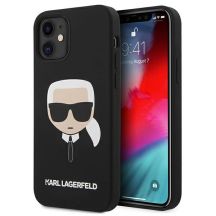 Karl Lagerfeld Silikonhülle mit Karls Kopf für iPhone 12 mini – Schwarz