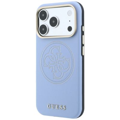 2. Guess Perforierte 4G Gold Logo Magsafe Hülle für iPhone 18 Pro / 17 Pro - Hellblau