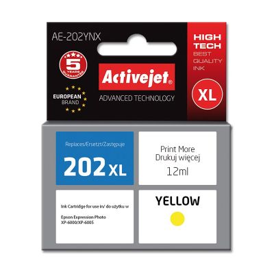 Activejet AE-202YNX Tinte (ersetzt Epson 202XL H44010; Supreme; 12 ml; gelb)