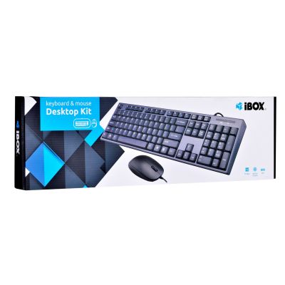 7. IBOX IKMS606 Tastatur- und Mausset (USB 2.0; (US); schwarz; optisch; 800 DPI)