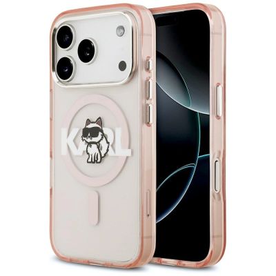 Karl Lagerfeld IML Choupette Sketch Logo MagSafe Hülle für iPhone 17 Pro - Pink