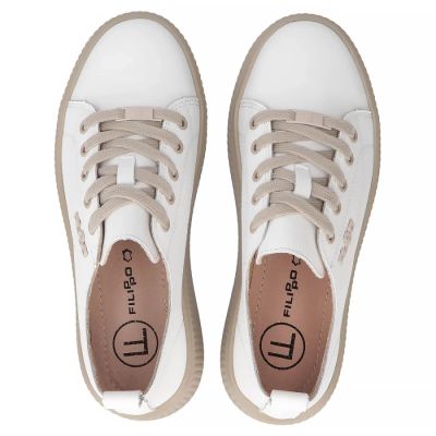 6. Leder-Plateau-Sneaker, weiß, Filippo DP6122