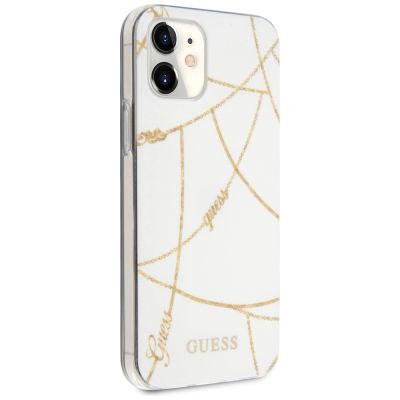 4. Guess, GUHCP12SPCUCHWH iPhone 12 mini 5,4" weiß/weißes Hardcase Gold Chain Collection