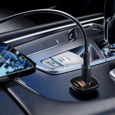 4. Acefast Autoladegerät 38W USB Typ C / USB, PPS, Power Delivery, Quick Charge 3.0, AFC, FCP schwarz (B1 schwarz)