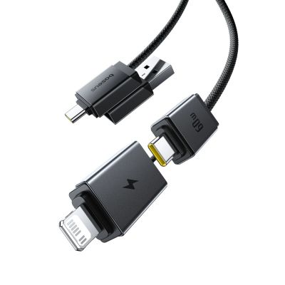 2. Baseus Versatile 60 W USB-C- auf USB-C-Kabel mit USB-A- und Lightning-Adaptern, 1 m – schwarz